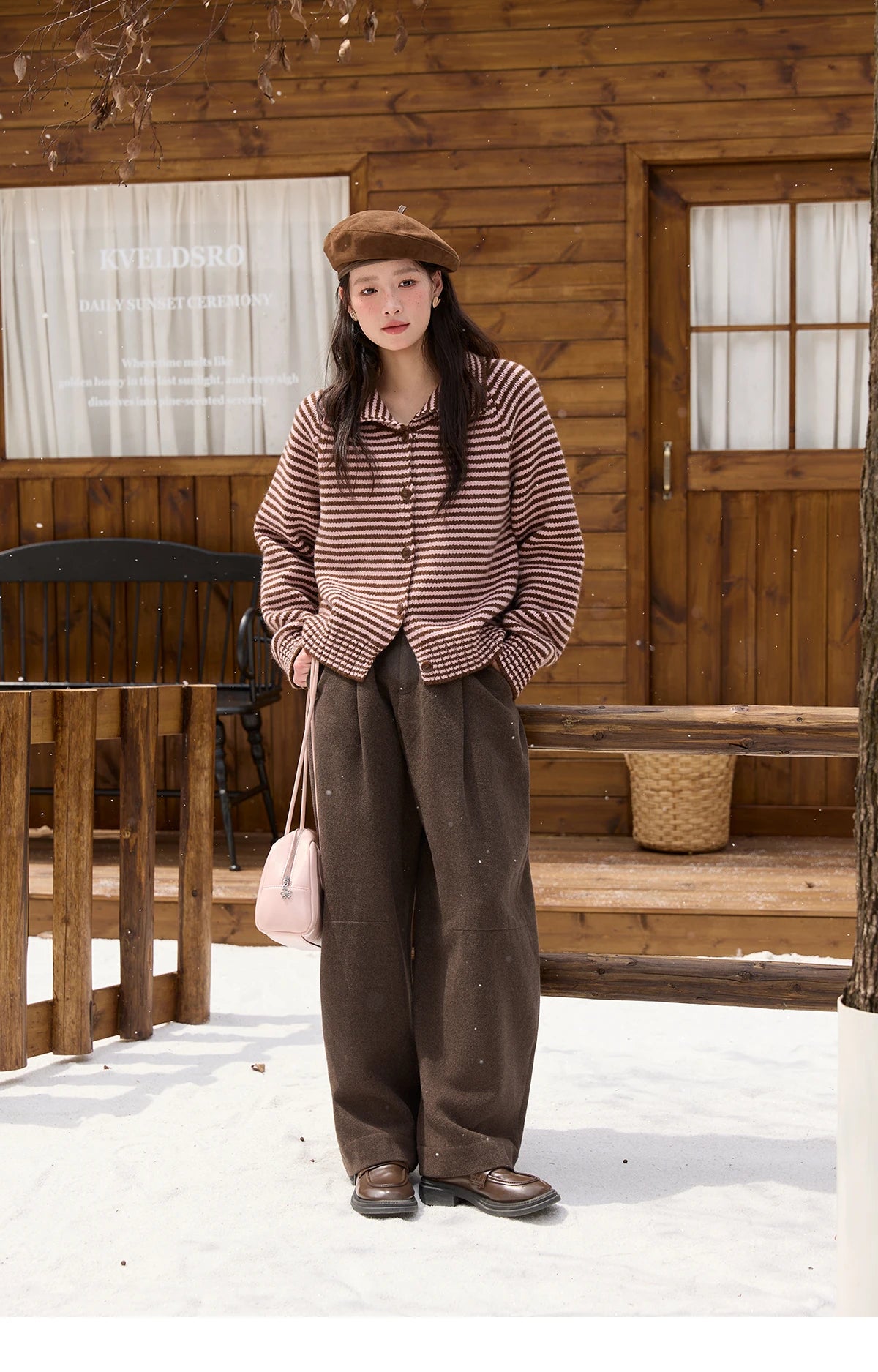 MISHOW New Striped Knitted Cardigan 2025 Autumn Winter Retro Stand-up Collar Raglan Sleeve Cardigan Commute Loose Top MXE88Z2690