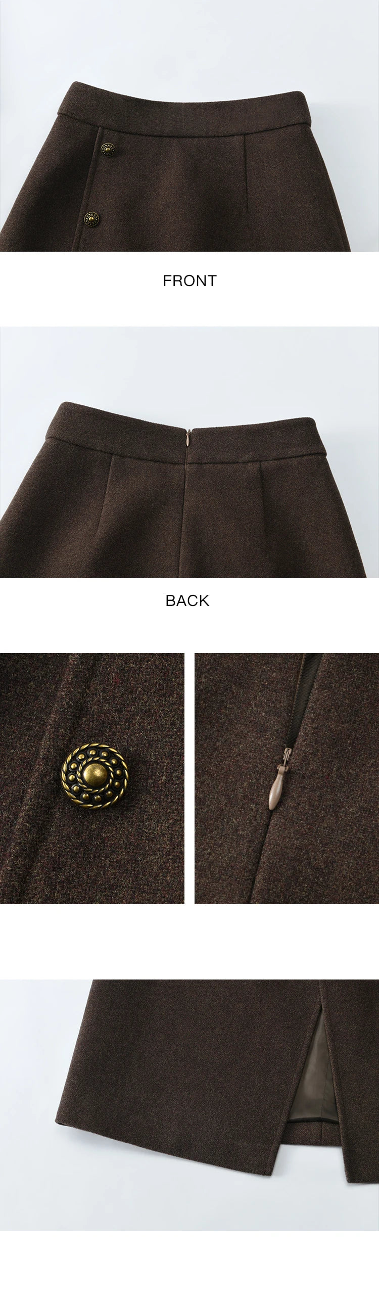 MISHOW Plaid Tweed Skirt Long-sleeved Jacket Long Skirt Separately Winter 2024 Korean O Neck Coat Front Slit Skirt MXD43W0445