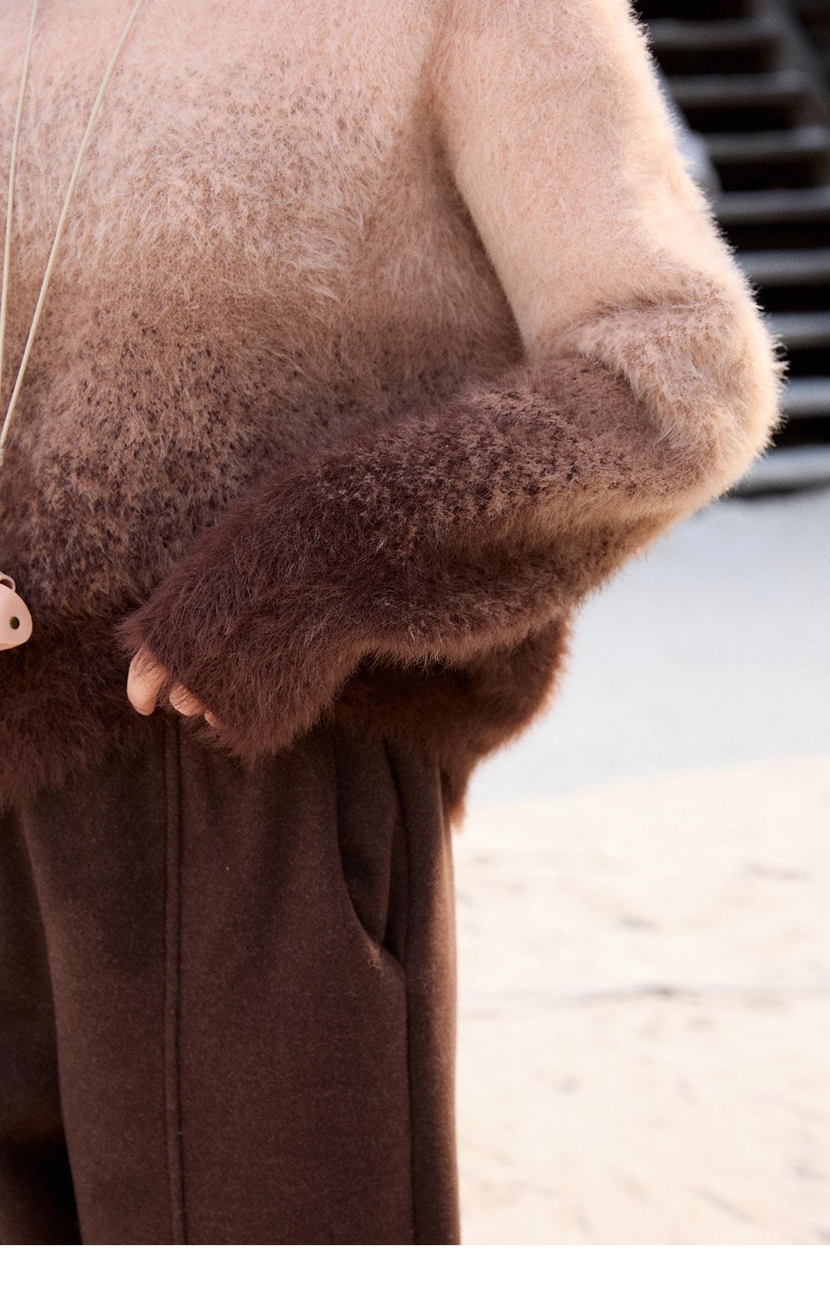 MISHOW Gradient Faux Mink Plush Sweater for Women Autumn Winter 2025 Round Neck Warm Top Thickened Knitted Sweater MXE92Z2850