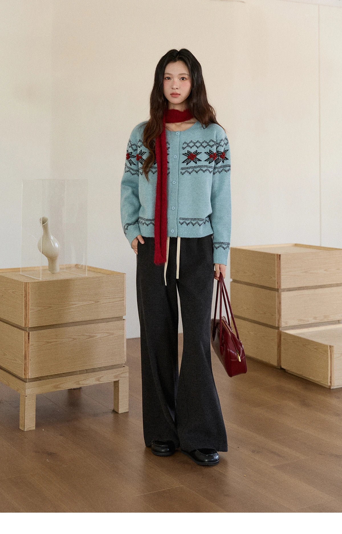 MISHOW Wide-leg Pants for Women 2025 Autumn Winter High Waist Straight Lace-up Loose Pants Retro Casual Slim Pants MXE89K1100