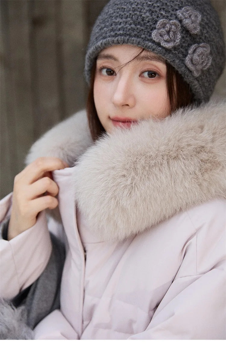 MISHOW Short Lightweight Puffer for Women 2025 Fashion Loose Long-sleeved Down Jacket Detachable Fur Collar Warm Coat MXE87Y0084