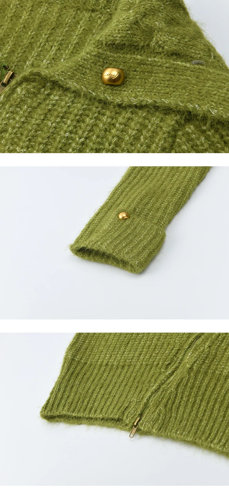 MISHOW Woman Green Sweater 2025 Winter Wool Blend Long-pile Large Lapel Knit Top Loose Design Commute Pullovers MXE90Z2760