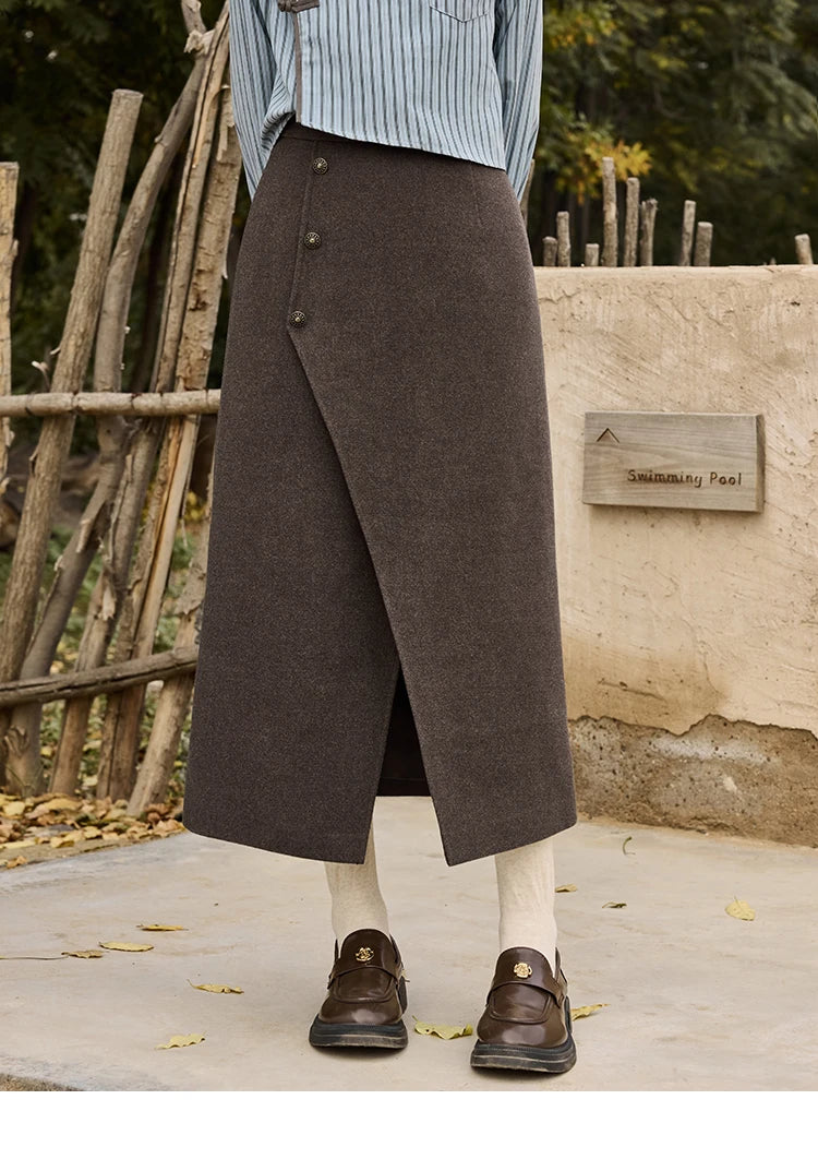 MISHOW Plaid Tweed Skirt Long-sleeved Jacket Long Skirt Separately Winter 2024 Korean O Neck Coat Front Slit Skirt MXD43W0445