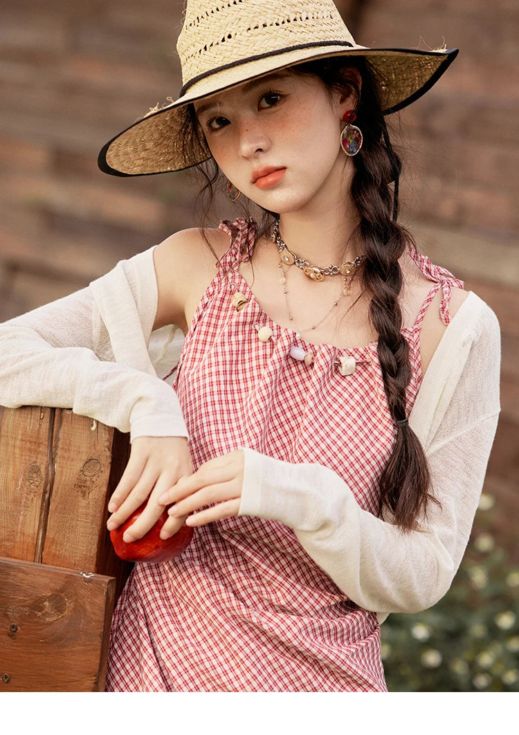 MISHOW Red Plaid Summer Camisole Dress Women New 2025 Sleeveless Elastic Waist Retro Dresses Woman Sweat Fashion MXE32L2198