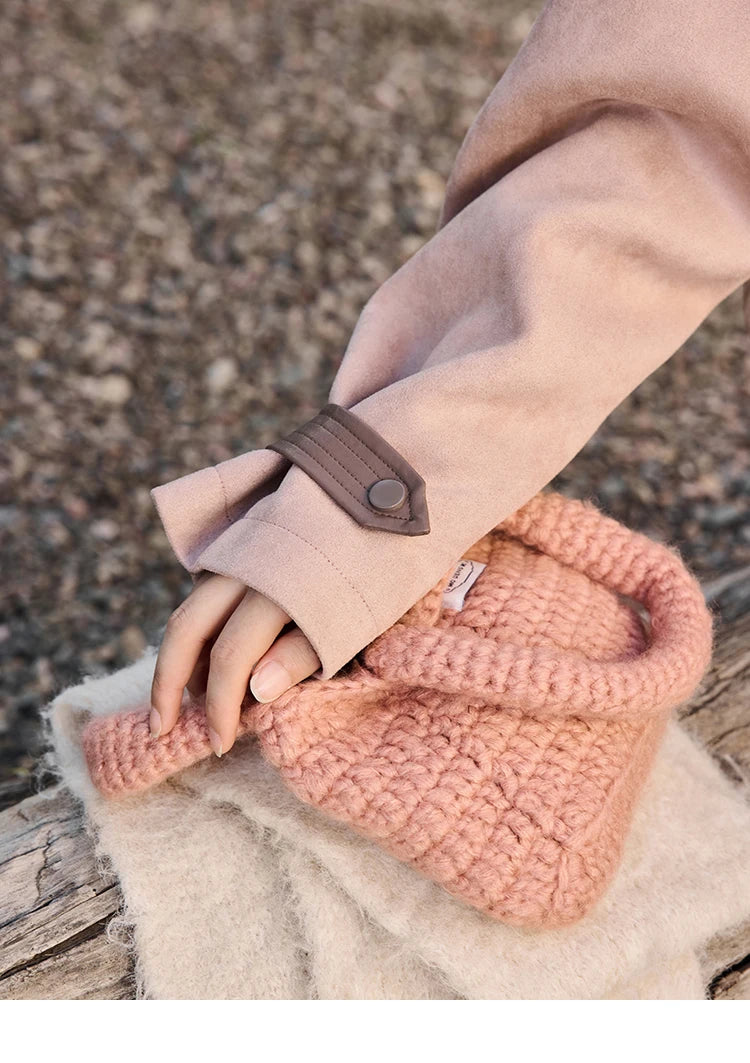 MISHOW Suede Symmetric Pocket Jacket American Vintage Zipper Short Outwear 2024 Winter Sweet Slim Lapel French Jacket MXD48W0478