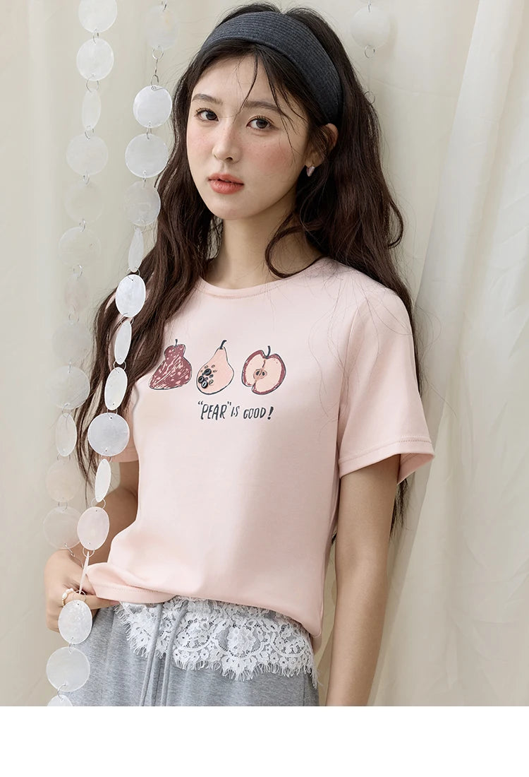 MISHOW Summer Print Casual T-shirt Women New 2025 Short Sleeve Round Neck Slim Shirts Female Fashion Office Lady Tops MXE33T0500