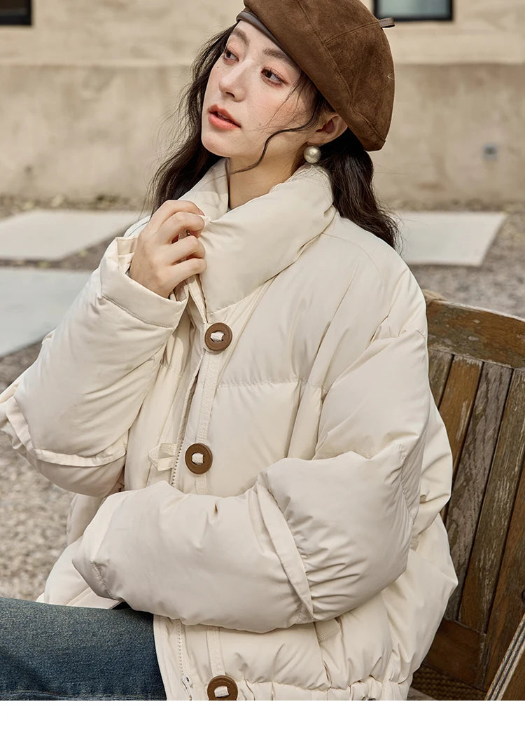 MISHOW Minimalist Down Jacket Women Zipper Short Jacket 2024 Fall Winter Loose Korean Version White Duck Down Jacket MXD42Y0047