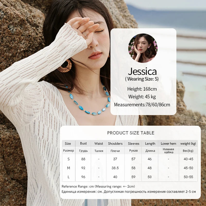 MISHOW Summer Casual Cardigan for Women 2025 New V-neck Long Sleeve Slim Knitted Cardigans Female Fashion White Tops MXE16Z1193