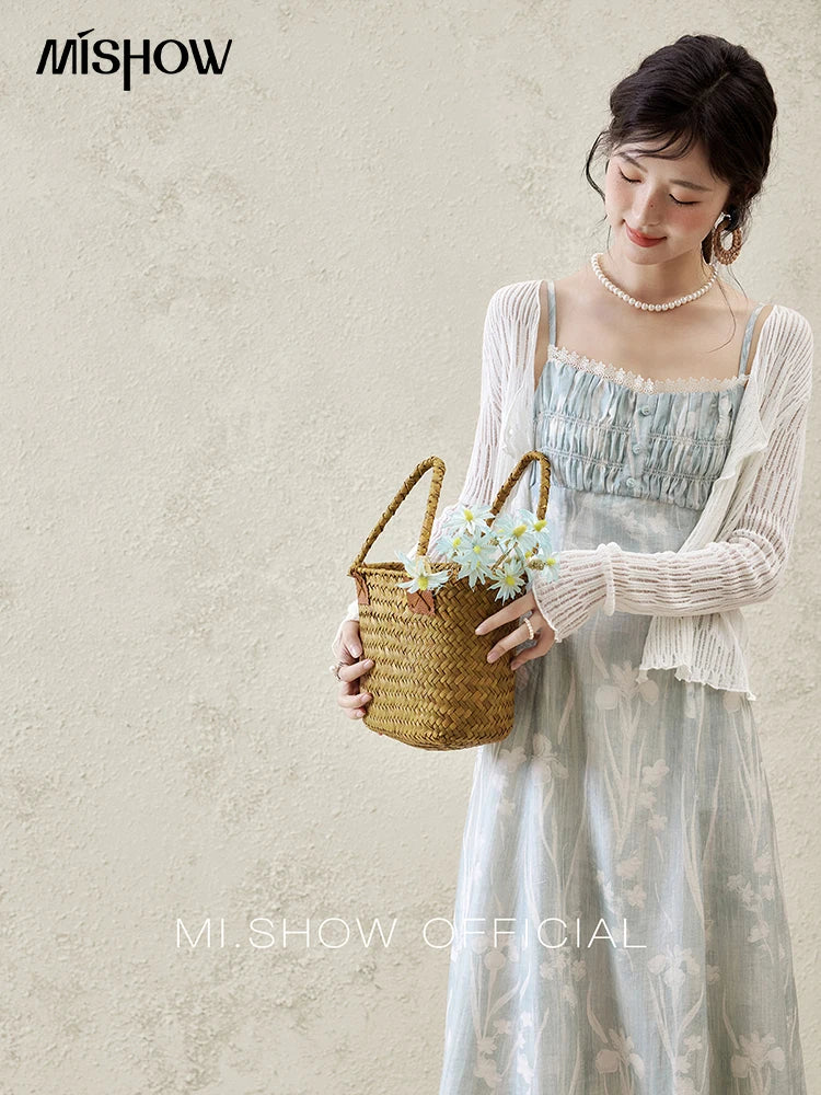 MISHOW Print Spring Summer Suspender Dress Women 2025 Square Collar Sleeveless Korean Dresses Lady New Fashion Slim MXE16L2127