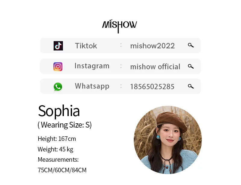 MISHOW Blue Knitted Cardigan 2025 Autumn Winter New Crew Neck Pompom Decorated Sweater Commute Elegant Loose Top MXE51Z2551