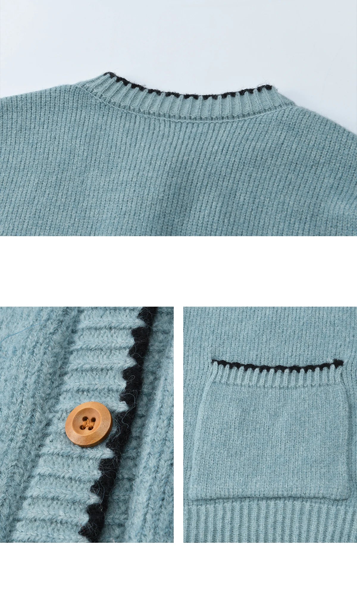 MISHOW Women's Yellow Knitted Cardigan 2025 Autumn Winter Color Collision Edge Sweater Pockets Loose Warm Casual Tops MXE94Z2973