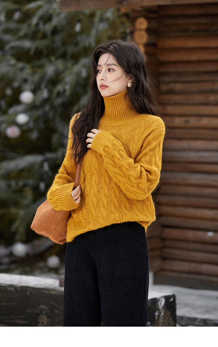 MISHOW Corduroy Pants High Waist Straight Pants Pocket Design Velvet Inside Comfortable Touch Slim Fit Office Lady MXD55K0813