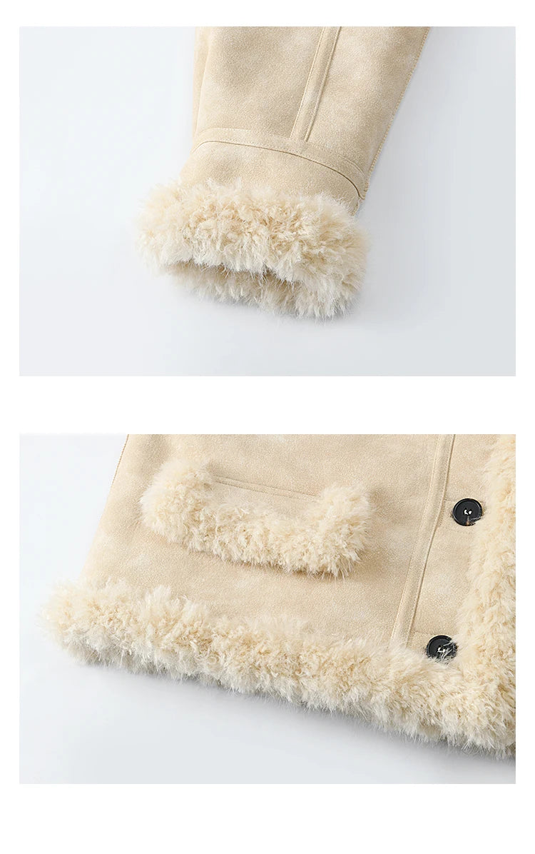 MISHOW American Vintage Faux Fur Jacket Women 2024 Winter Warm Thickened Turn Down Collar Fur One Reversible Jacket MXD55W0648