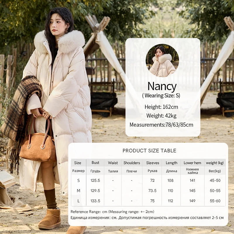 Mishow Fox Fur Collar Mid-Length Down Coat MXD54Y0050