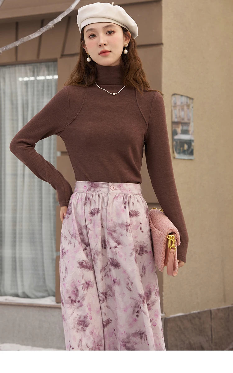 MISHOW Mock Neck Bottoming Shirt Long Sleeve Inner Tops for Women 2023 Autumn Winter New Fashion Warm Slim T-shirt MXC58Z0290