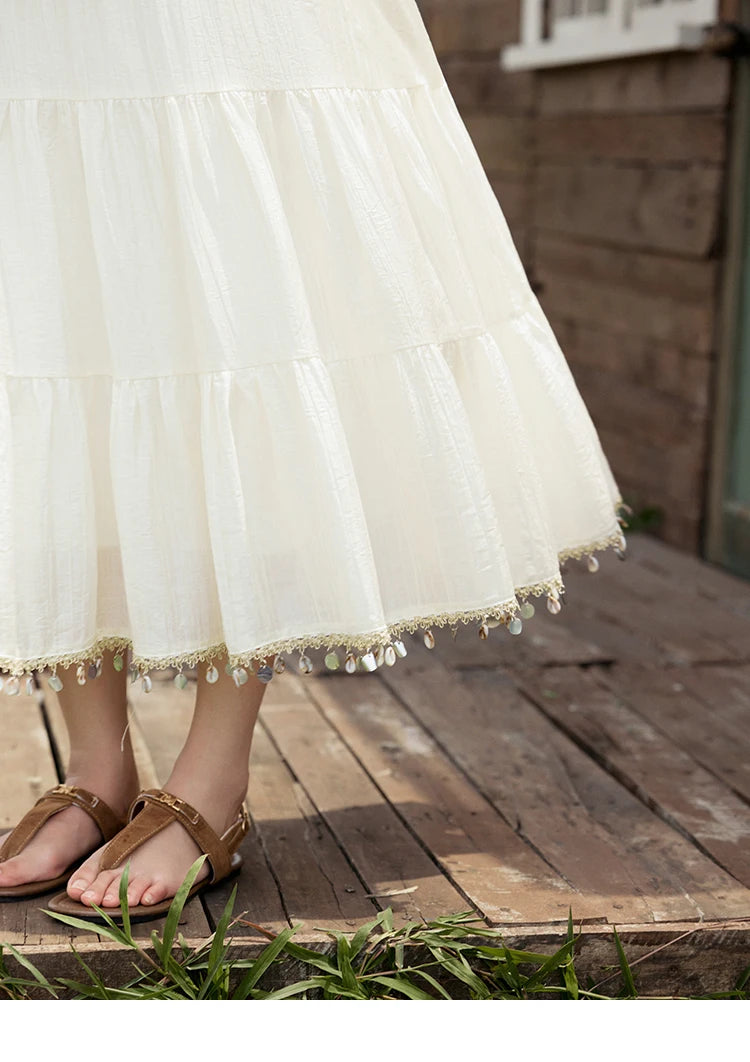 MISHOW Office Lady Summer Skirt Women New 2025 Solid Elastic Waist Shell Webbing A-line Skirts Woman Fashion Slimming MXE33B0708