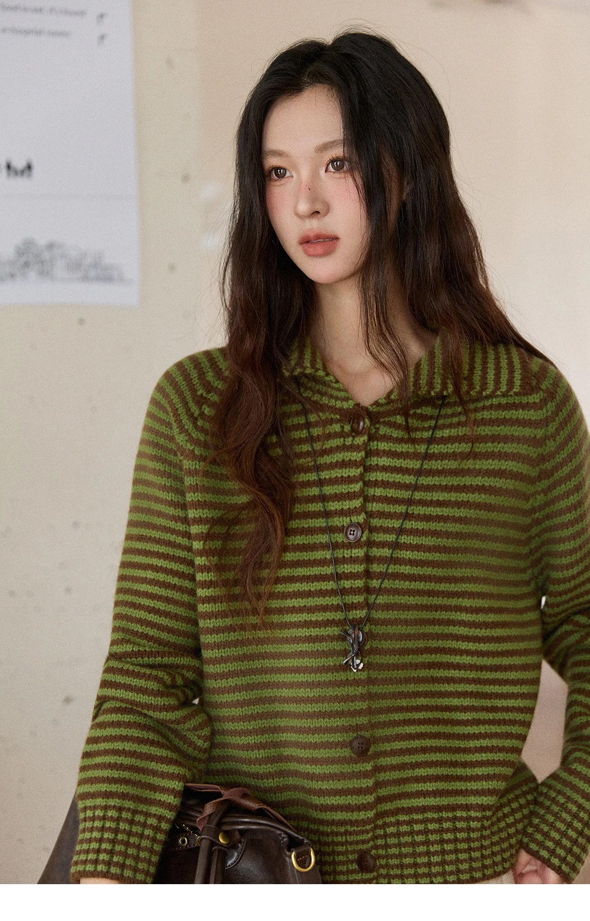 MISHOW New Striped Knitted Cardigan 2025 Autumn Winter Retro Stand-up Collar Raglan Sleeve Cardigan Commute Loose Top MXE88Z2690