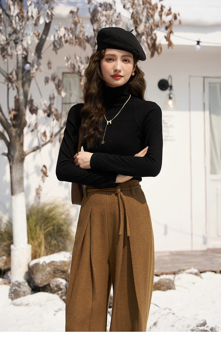 MISHOW Mock Neck Bottoming Shirt Long Sleeve Inner Tops for Women 2023 Autumn Winter New Fashion Warm Slim T-shirt MXC58Z0290