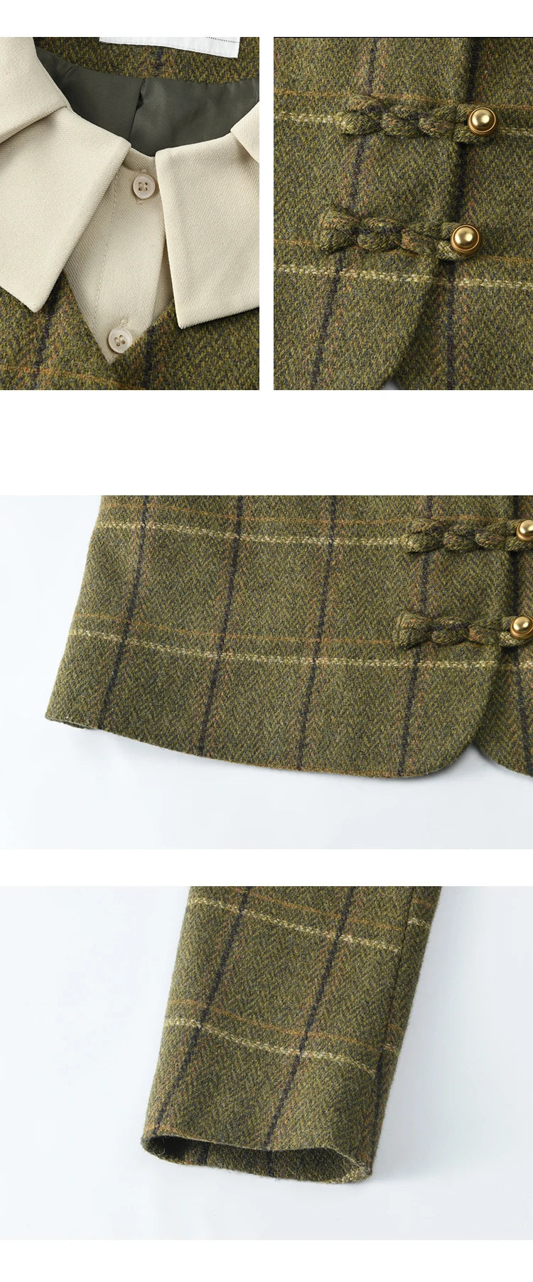 MISHOW Retro Plaid Tweed Jacket Short Skirt Separately Women 2024 Winter Doll Collar Jacket Pleated Mid Length Skirt MXD48W0469