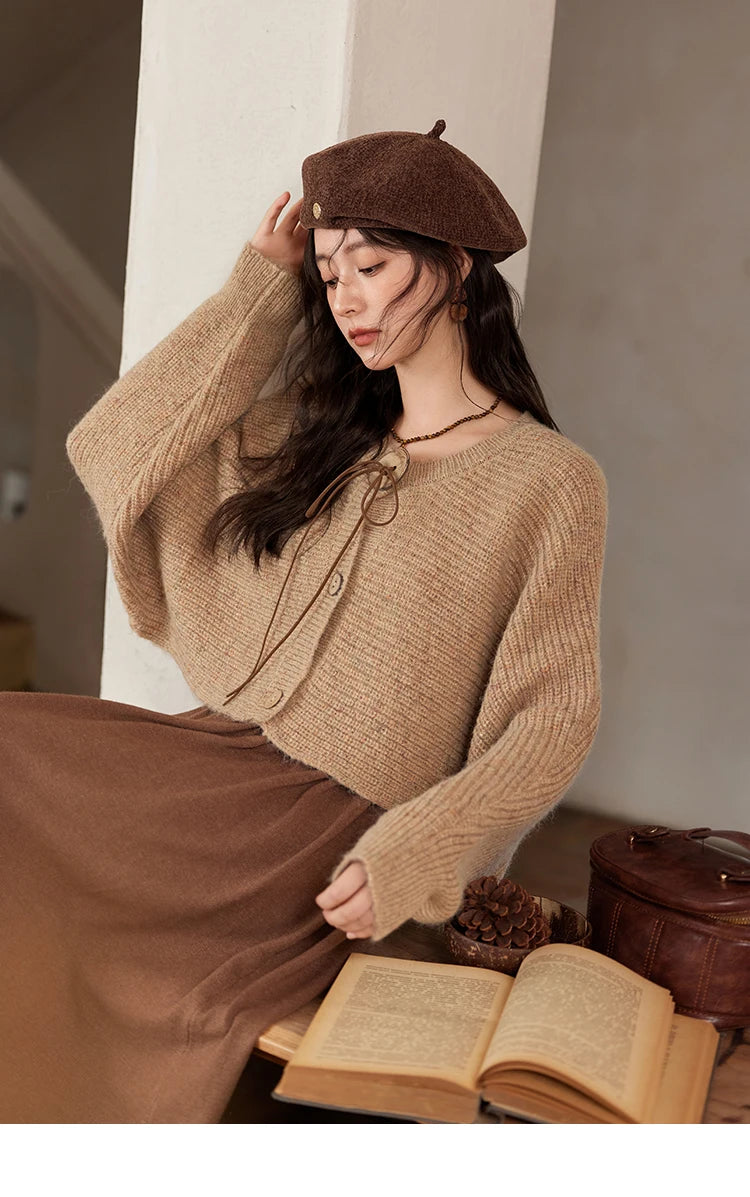 Mishow Vintage Knitted Cardigan & Strap Dress Set MXD36L2059