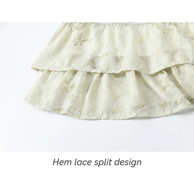 MISHOW Floral V-neck Drawn Tassels Dresses 2025 Spring Summer Hollow Out Lantern Sleeve Dresses Vacation Doll Dress MXE15L2121