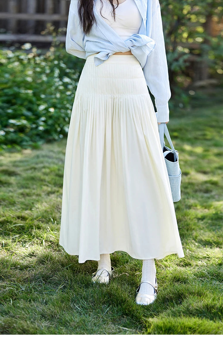 MISHOW Casual Versatile Skirt Women 2025 Spring Solid New A-line Slim Long Skirts Female Fashion High Waist Clothing MXE12B0663