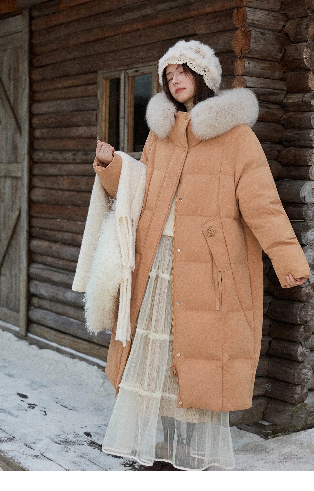 MISHOW Women's Winter Coat with Hood 2025 Fashion Solid Commute Long Down Jacket Windproof Warm Down Coat Luxury MXE51Y0079