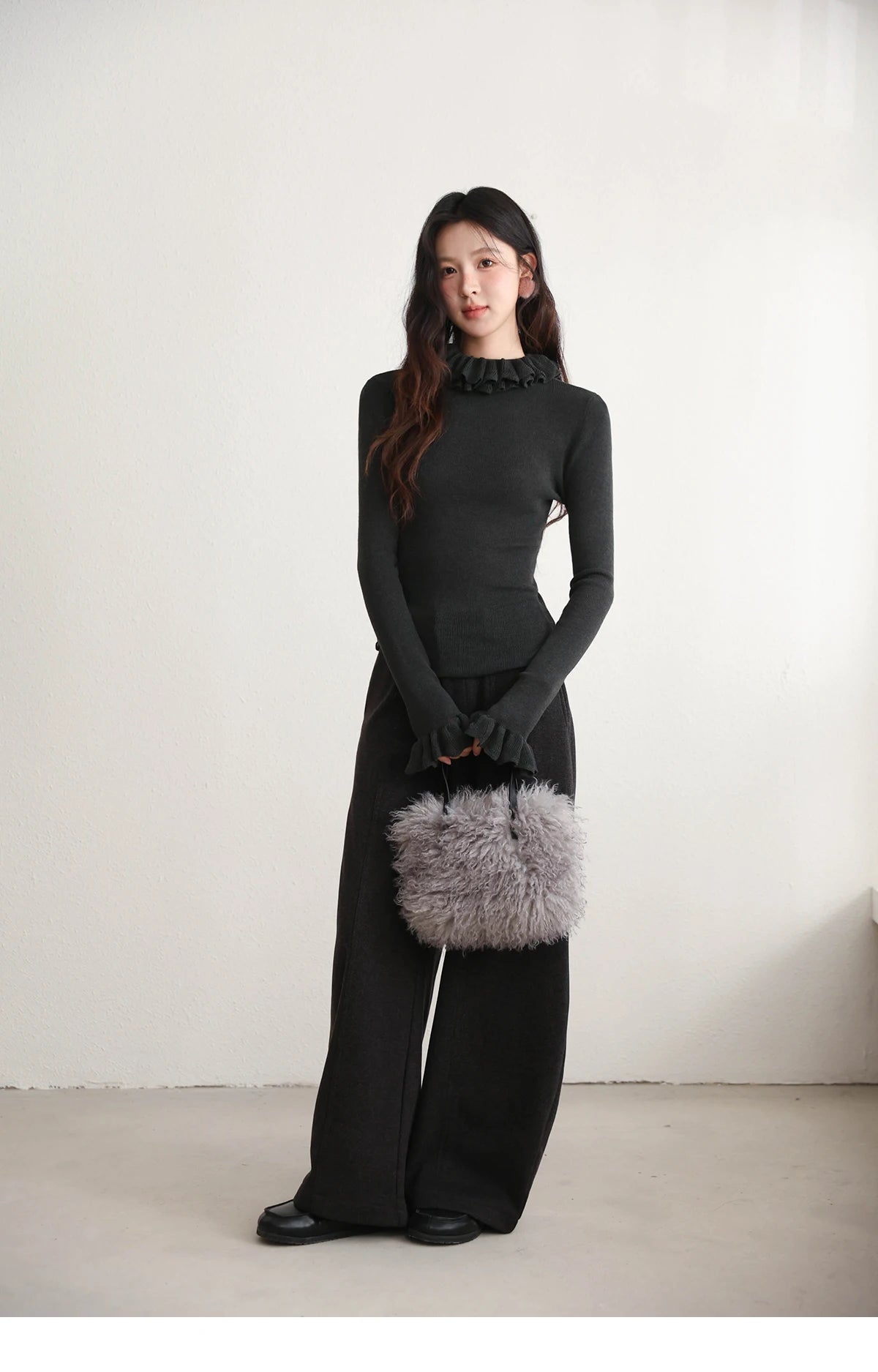 MISHOW Women's Cherry Jacquard Flecked Cardigan 2025 Autumn Winter Korean Drop Shoulder Tops Loose Crew Neck Knitwear MXE91Z2837