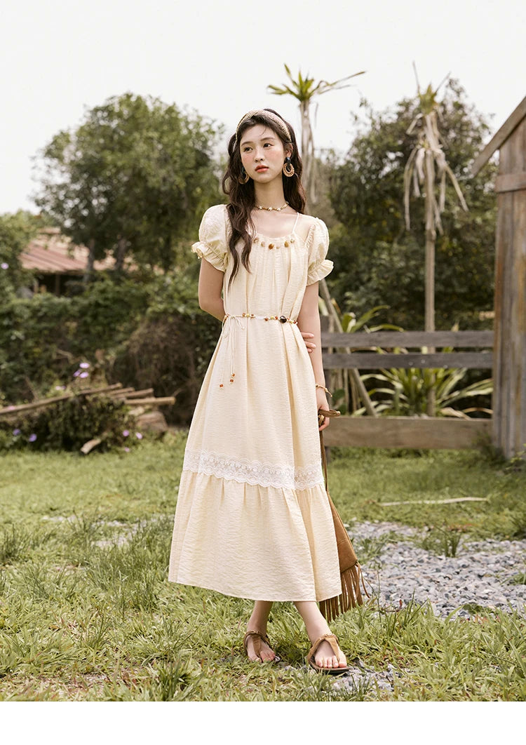 MISHOW French Holiday Summer Dresses Women Summer 2025 Short Sleeve Halter Neck Off-shoulder Long Dress Female New MXE31L2190