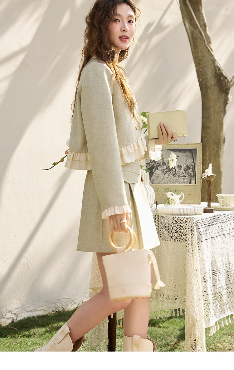 MISHOW Mini Skirt Jacket Separately Women Outfit 2024 Spring Autumn Fashion Crop Female Jacket Pleated A-line Skirts MXD11W0293