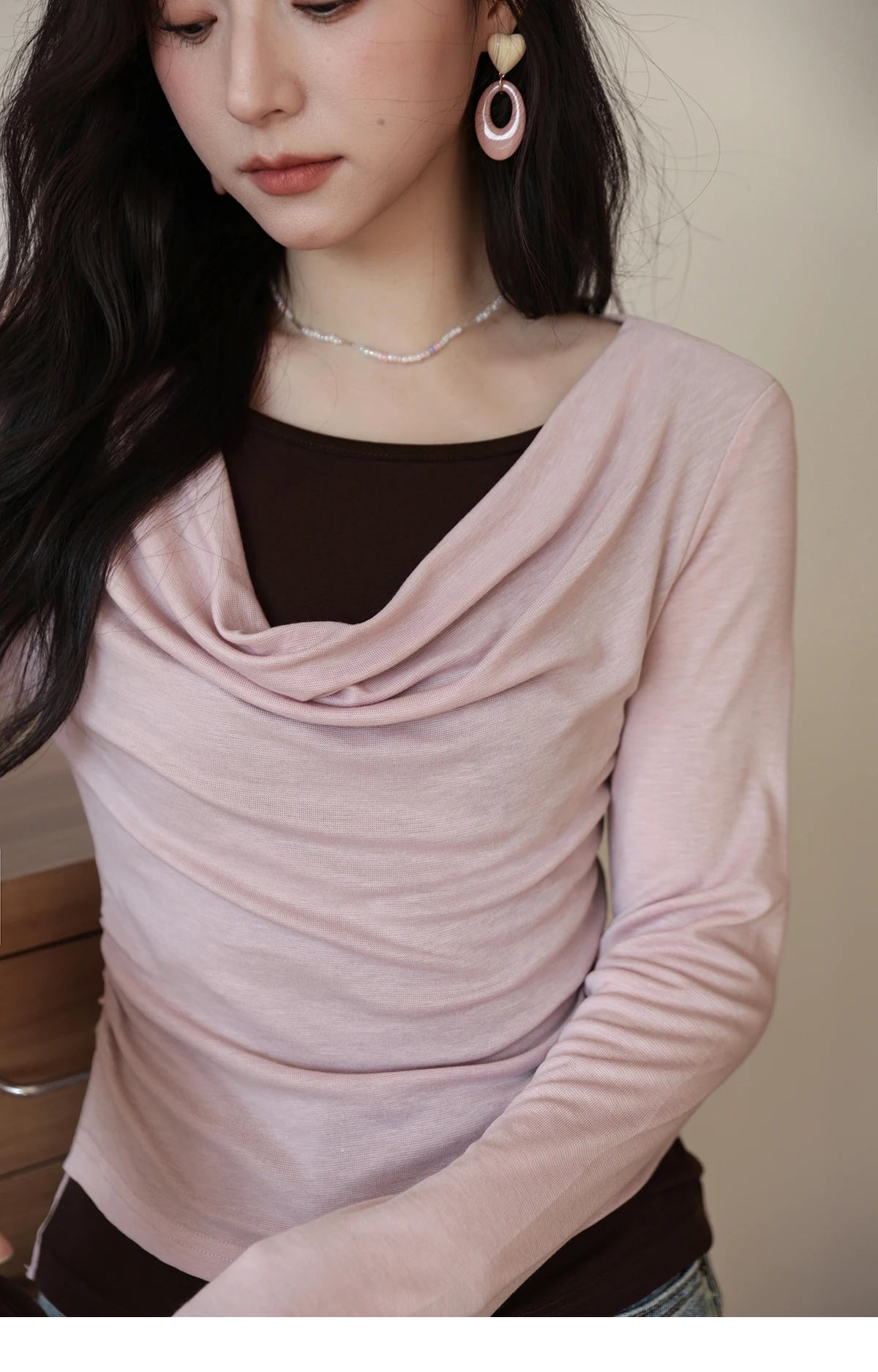 MISHOW Multi Colored Fake Two-piece Knitted Sweater 2025 Autumn Swinging Collar Casual Tops Contrasting Waist Top MXE42Z1341