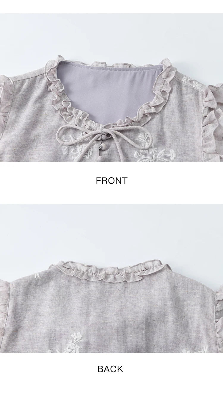 MISHOW Summer Embroidered Dress for Women 2025 New Round Neck Ruffled Sleeveless A-line Midi Dresses Female Fashion MXE33L2231