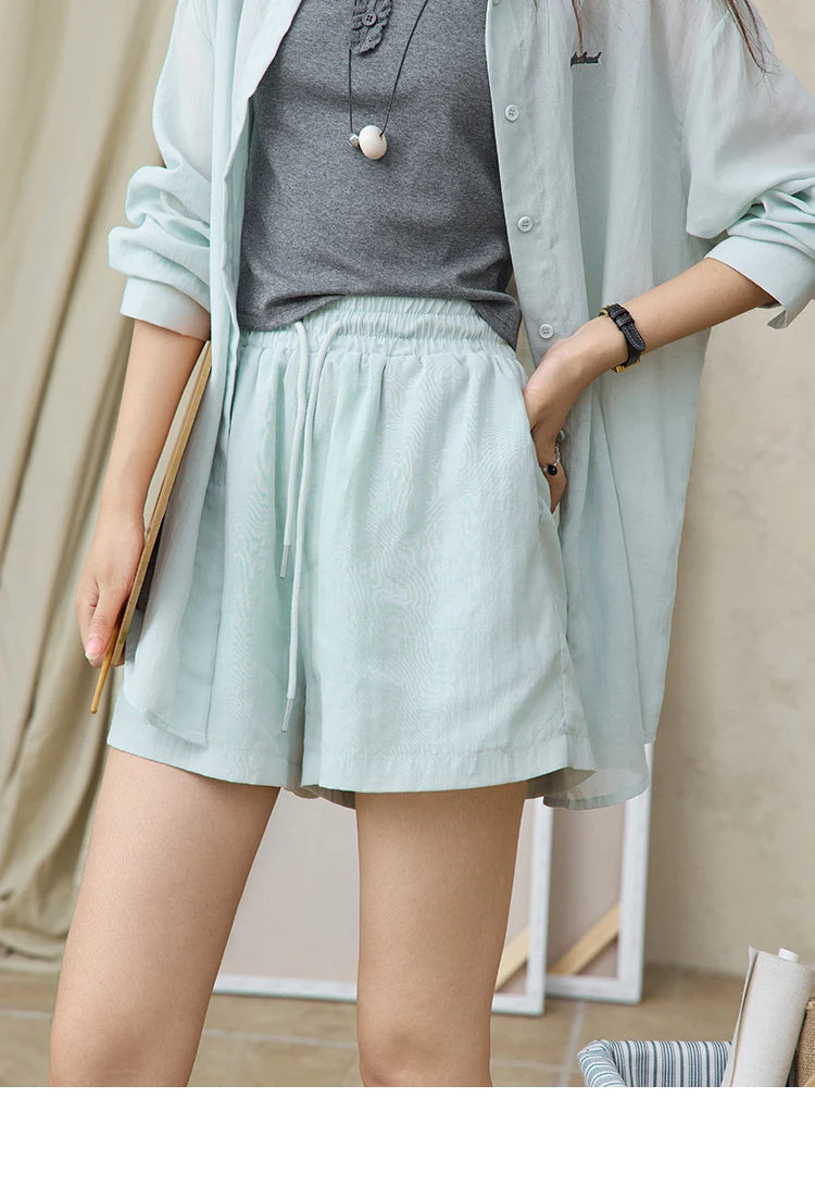 Mishow Long Sleeve Shirt & Tank Top & Pocket Shorts 3-Piece Set MXE36T0639