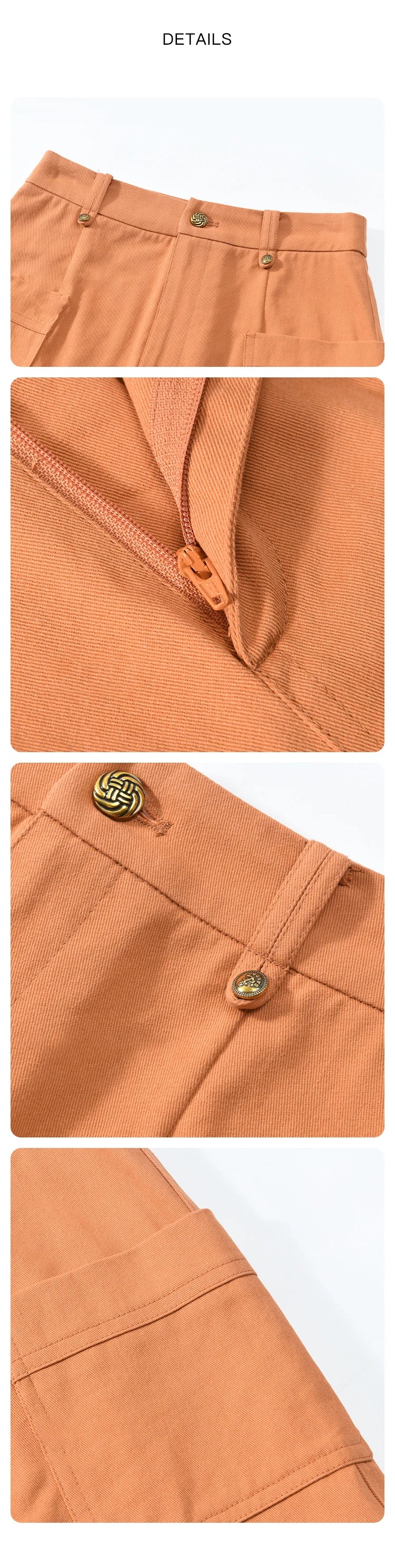 MISHOW Orange Skirt for Women Spring 2024 High Waist Slim A-line Inner Lining Design Symmetric Pocket Short Skirts MXD13B0264