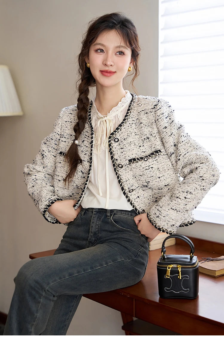 MISHOW Tweed Jacket Short Women Outfits Autumn Separately Cropped New Jacket Shorts Elegant Fashion Office Lady MXC41W0029