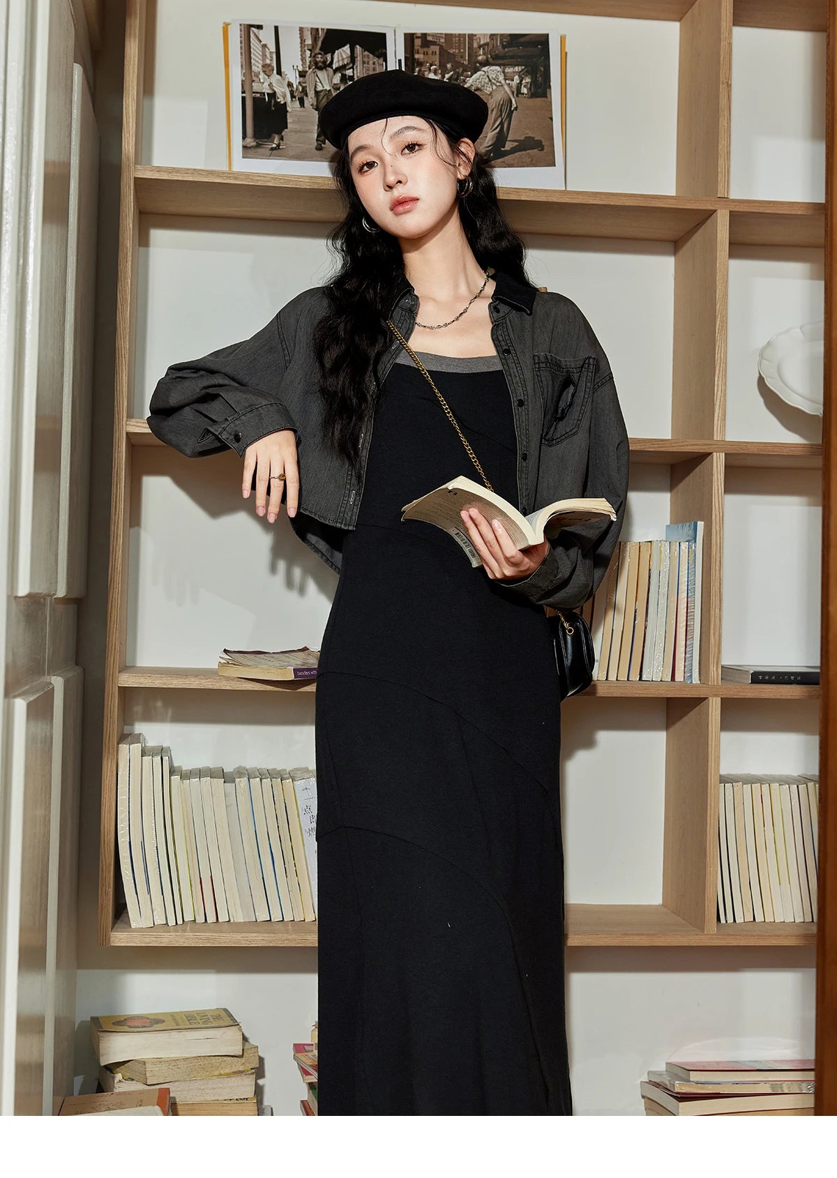 MISHOW Temperament Knitted Strap Dress Autumn 2024 Square Collar Adjustable Sling Dress Splicing Color Waist Dresses MXD42L2015