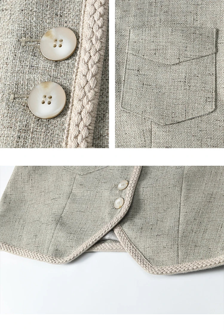 MISHOW Korean Woolen Texture Vest Short Skirt Separately Spring Outfit V-neck Vest Coats Slim A-line Pleated Skirts MXE13W0708