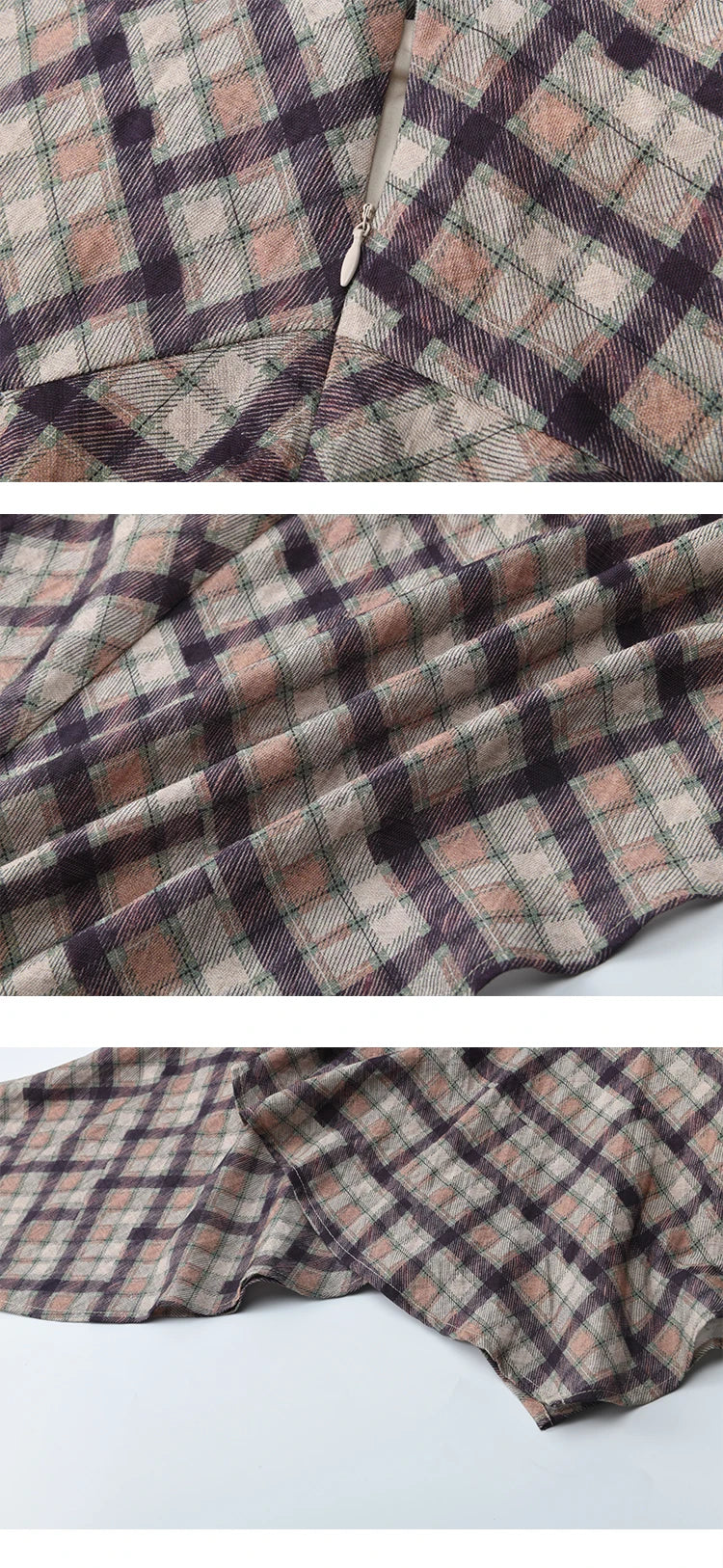 MISHOW Purple Plaid Irregular Skirt for Women Autumn 2025 Linen Blend Invisible Zipper Short Skirt Ruffle Hem Skirts MXE42B2395