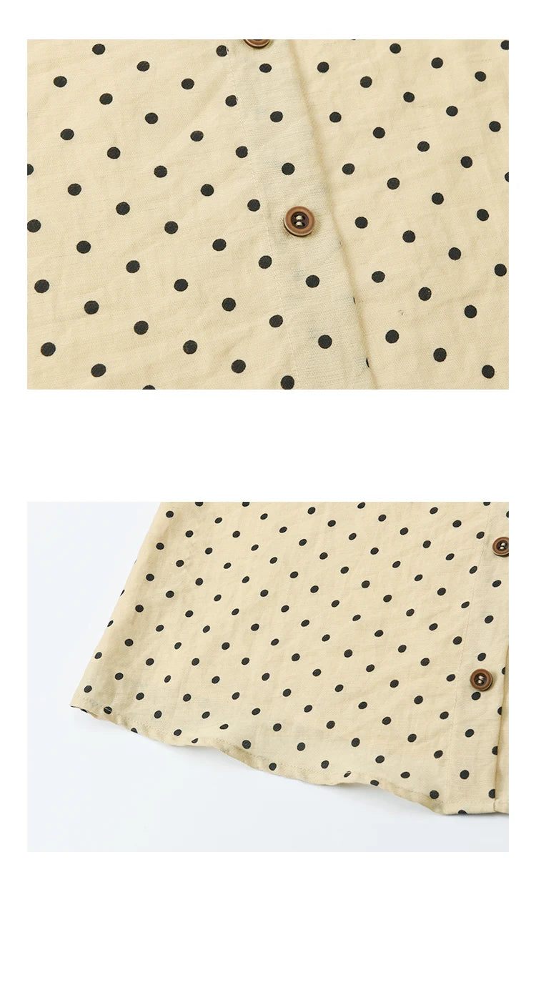 MISHOW Women's Polka Dot Puff Sleeve Blouse 2025 Summer New Ladies Button Retro Sweet V-neck Top Women's Clothing MXE37X1859