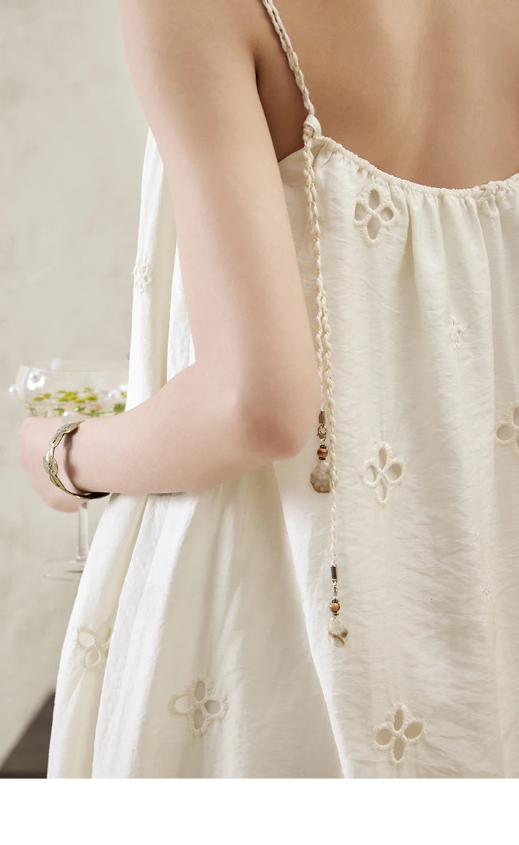 MISHOW Elegant Summer Camisole Dress Women 2025 New Sleeveless Hollow Embroidery Slim Dresses Female Fashion Romantic MXE15L2142