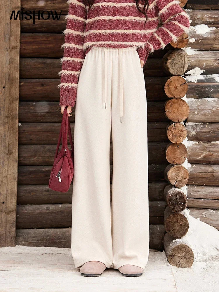MISHOW Wide Legged Pants Women's Casual Versatile Long Pants 2025 Fall Winter New Korean High-waist Thin Pants MXD34K0824