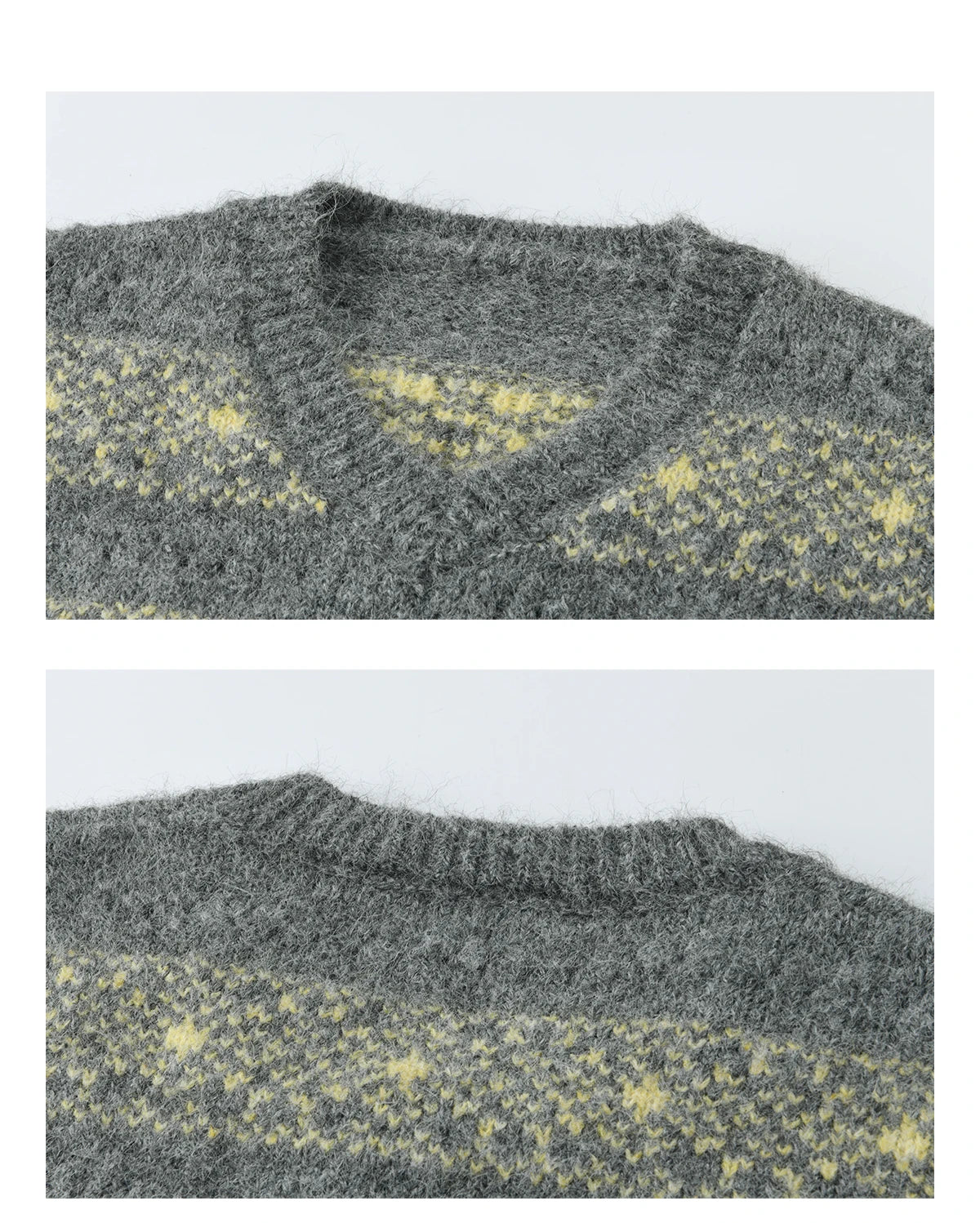 MISHOW Women's Fair Isle Knitted Sweater 2025 Winter V-neck Wool Blend Casual Tops Removable Hood Warm Loose Sweaters MXE94Z2979