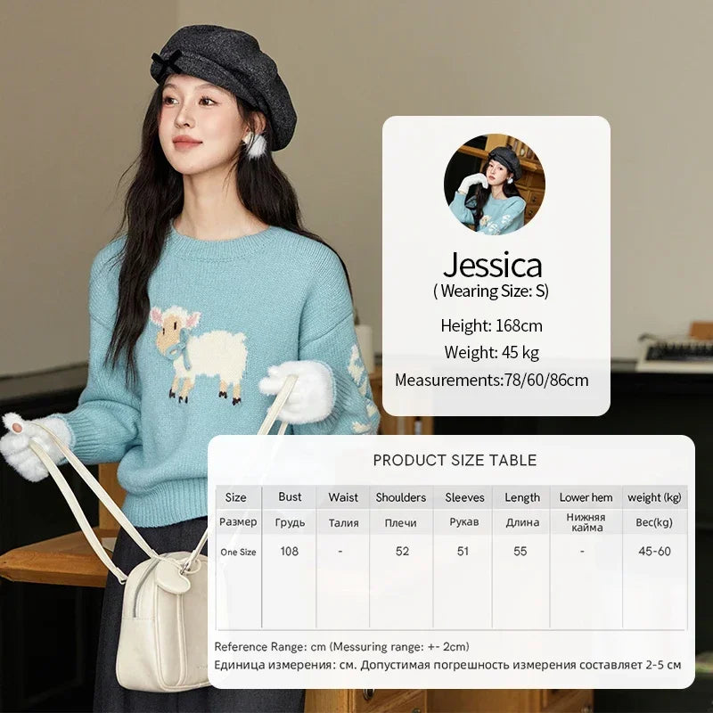 MISHOW Soft Lamb O-Neck Pullovers Color Clash Spliced Knitted Sweater 2024 Winter Women Clothes Thickened Warm Tops MXD59Z1140