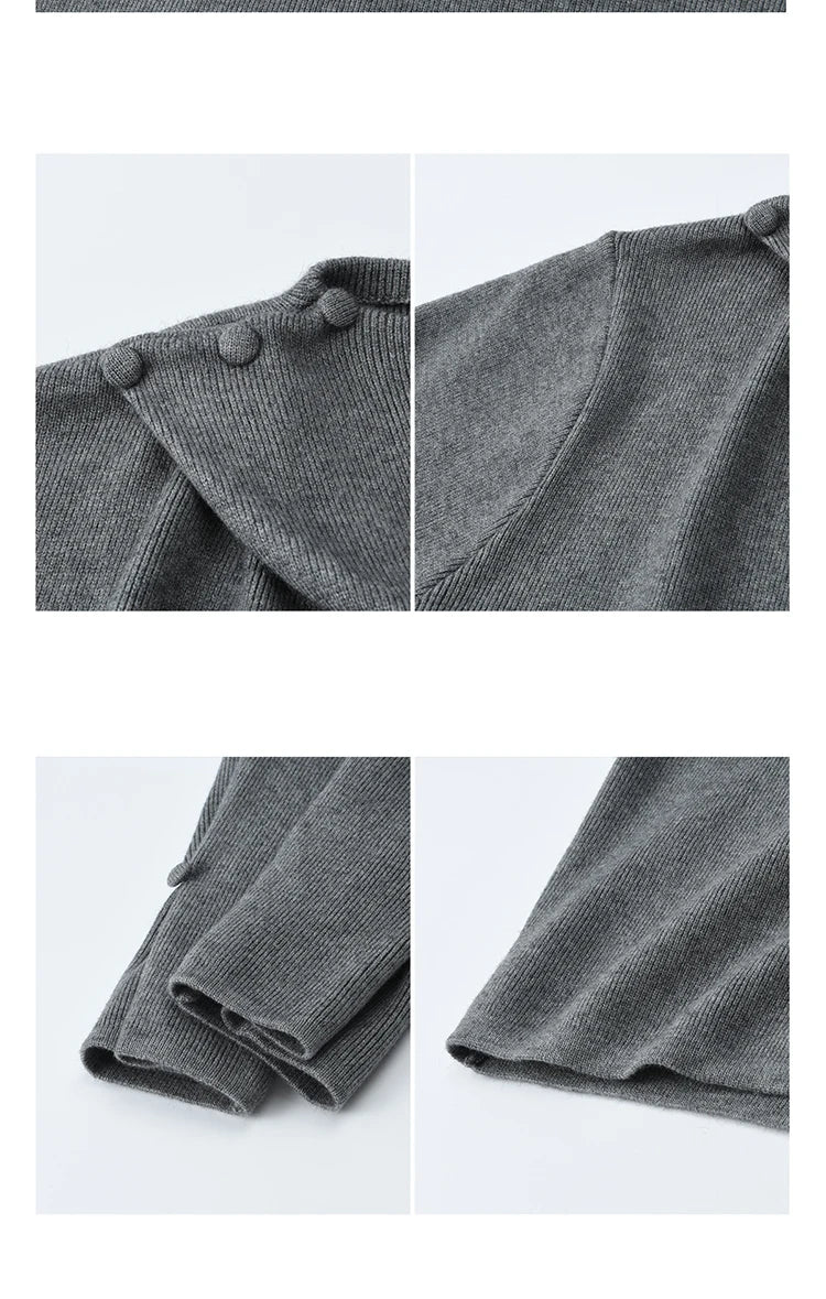 MISHOW Woman Gray Top 2025 Autumn French-style Diagonal Placket Knit Sweater Casual High-end Loose Pullover Woman MXE86Z2744