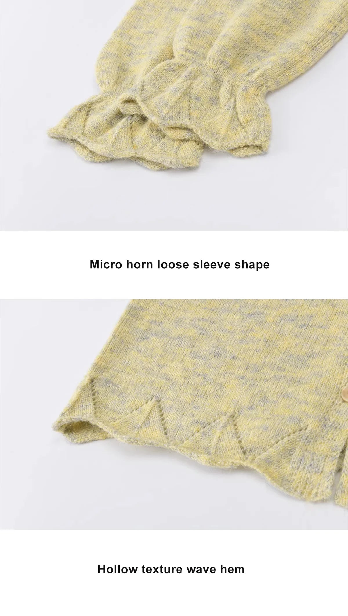 MISHOW Women's Marled Yellow Mohair Knit Cardigan 2026 Spring V-Neck Flare Sleeve Cardigans Casual Loose Sweater MXF108Z1021