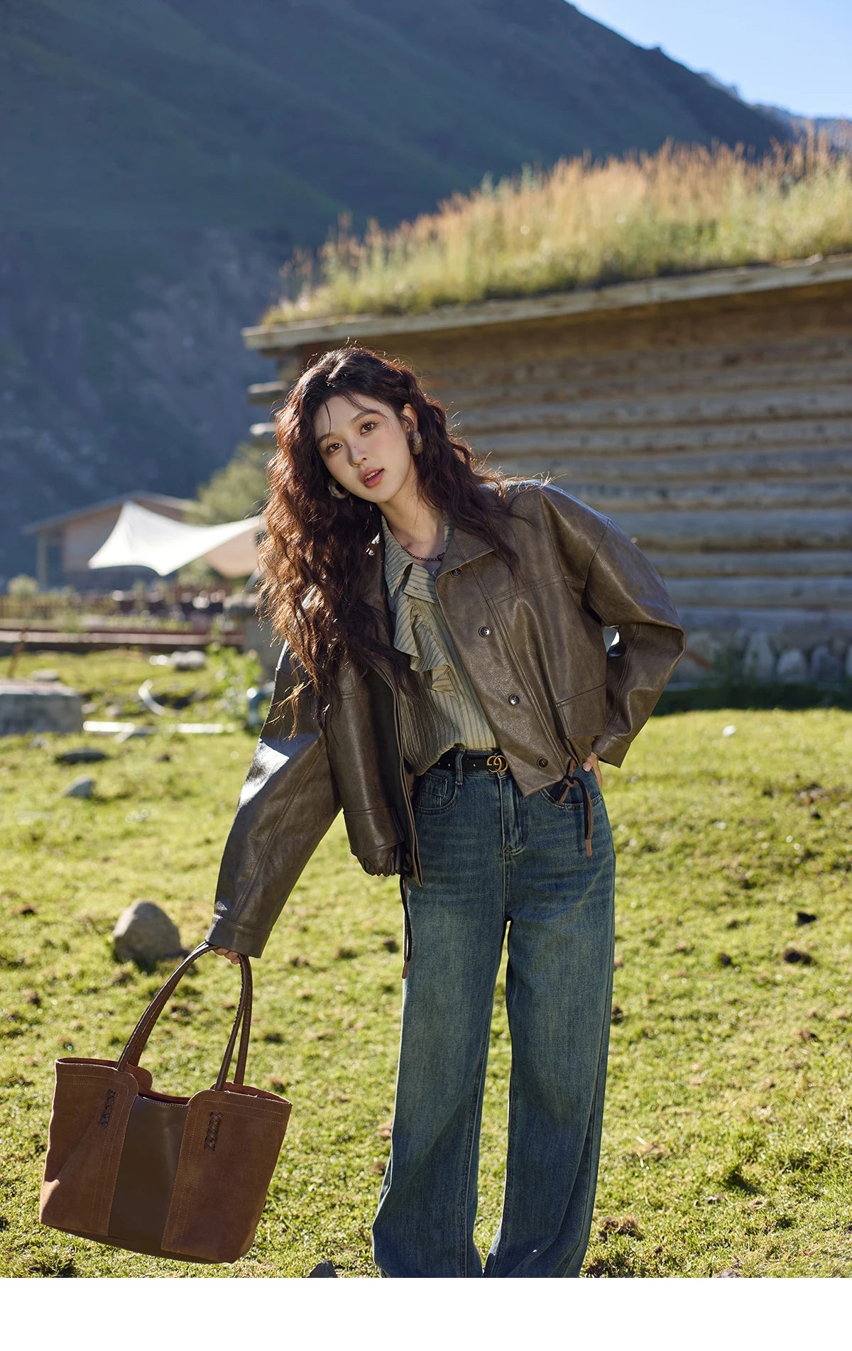 MISHOW Retro Button Long Sleeved Striped Shirt for Women 2024 Autumn Korean Flounce Polo Neck Casual Tops Office Lady MXD41C0321