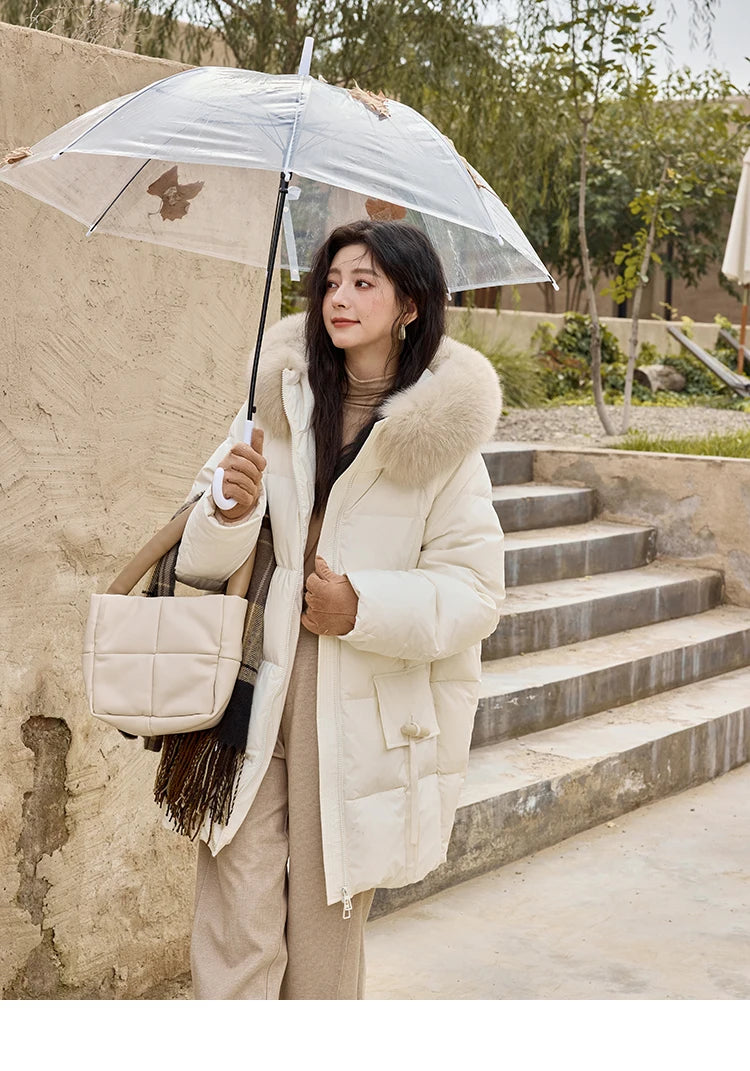 MISHOW Thickened Down Jacket Women's Hooded Zipper Long Sleeved 2024 Winter Korean Basic Warm Sweet Cotton Jacket Top MXD36Y0051