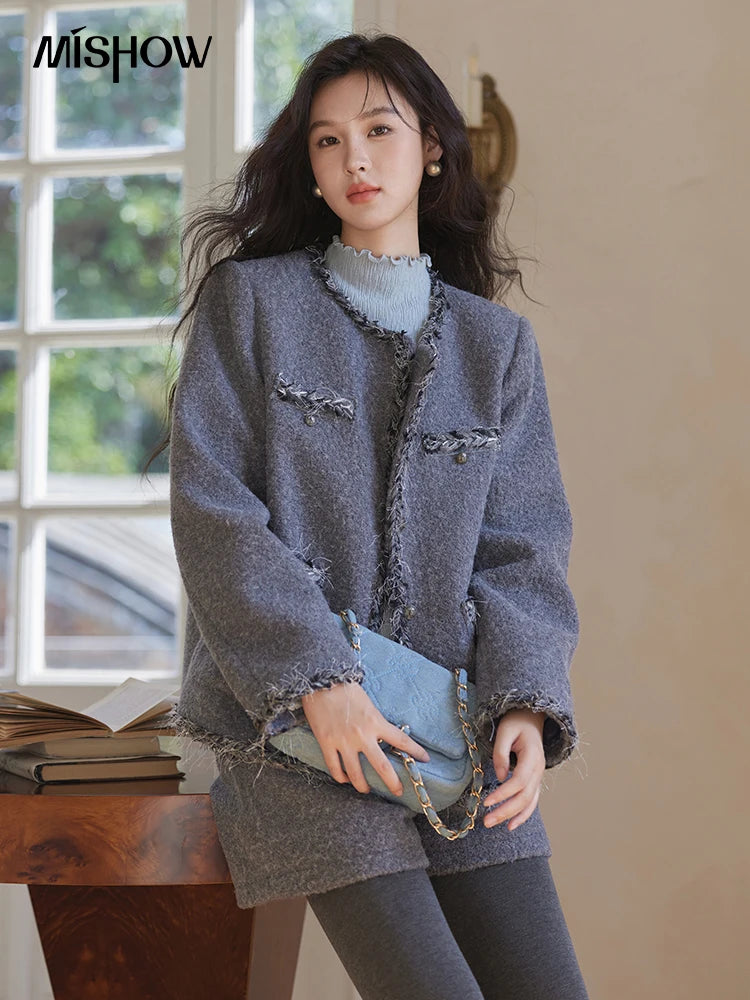 MISHOW Plaid Tweed Jackets Shorts Separately Women Korean Luxruy Gentle Single Breasted Jacket Solid Short Pants MXD35W0489