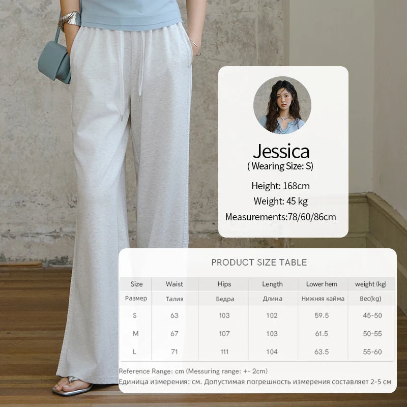 MISHOW Light Grey High Waist Pants Women 2025 Summer Casual Straight Elastic Waist Wide Leg Pants Women's Clothing MXE31K0901
