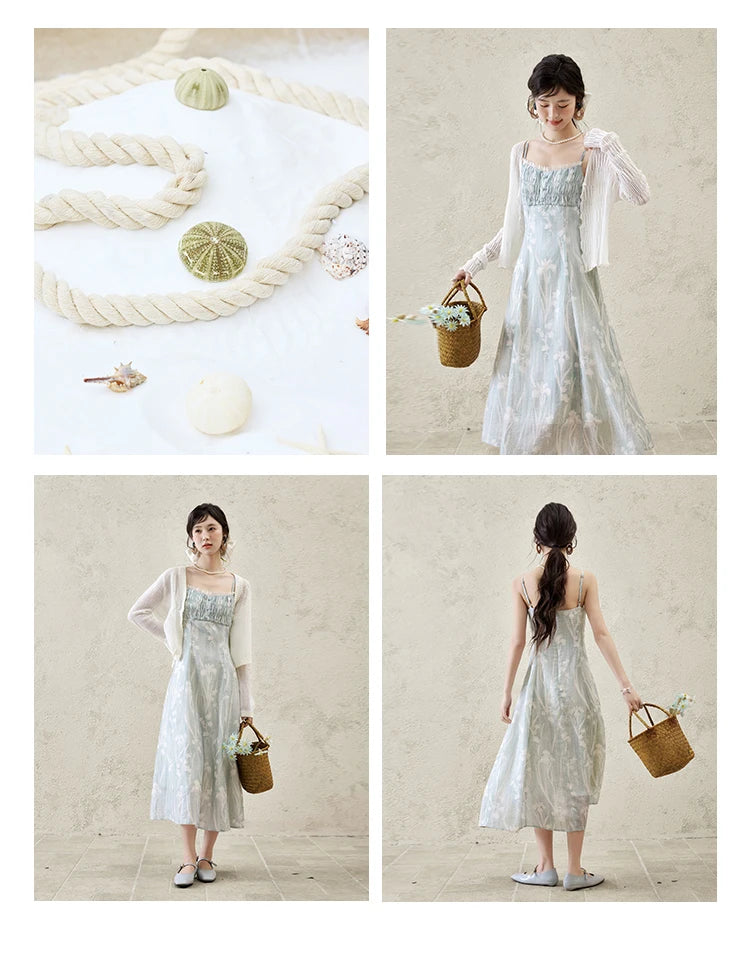 MISHOW Print Spring Summer Suspender Dress Women 2025 Square Collar Sleeveless Korean Dresses Lady New Fashion Slim MXE16L2127